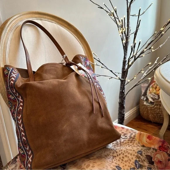 Johnny Was Tote Handbag Lola Embroidered Soft Leather - Picture 6 of 10